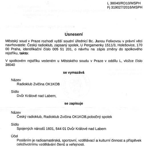 2016 spolkový rejstřík OK1KOB