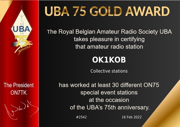2022-zlat� diplom UBA pro OK1KOB.