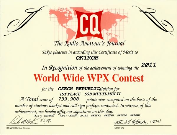CQ WW WPX CONTEST 2011 - umístění