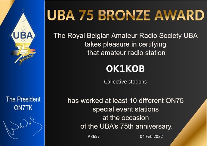 2022-bronzový diplom UBA pro OK1KOB.