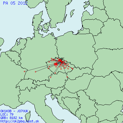 mapka QSO PA 05 2012 144 MHz OK1KOB